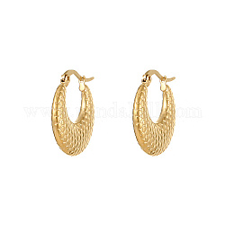 Real 18K Gold Plated 304 Stainless Steel Hoop Earrings, Flat Round, 23.3x22mm