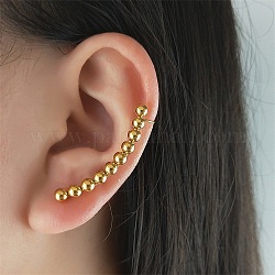 304 boucles d'oreilles puces barre incurvée en acier inoxydable avec ear cuff, boucles d'oreilles enveloppantes grimpeur, or, 38x4mm