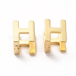 Boucles d'oreilles créoles initiales pour femmes, boucles d'oreilles en laiton lettre dorée, letter.h, 12x9.5x9.5mm, pin: 0.8 mm