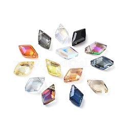 Electroplate Rhombus Glass Beads, Faceted, Mixed Color, 13x8x4mm, Hole: 1.2mm, 50pcs/bag