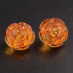 Transparent Acrylic Beads, for Mother's Day Jewelry Making, Rose, Orange, about 25mm in diameter, 21mm thick, hole: 2mm, about 79pcs/500g