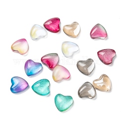 Прозрачные стеклянные кабошоны, сердце, разноцветные, 8x8x3 мм
