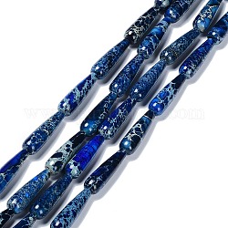 Fili di perline di diaspro imperiale naturale tinto, lacrima, blu medio, 30x8~8.5mm, Foro: 0.8 mm, circa 13pcs/filo, 15.35~15.59 pollice (39~39.6 cm)