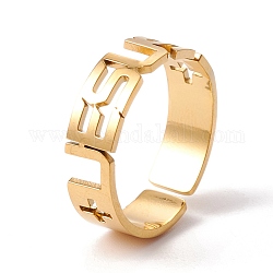 Mot jésus 304 anneau de manchette en acier inoxydable, anneau ouvert creux pour femme, or, diamètre intérieur: taille américaine 7 3/4 (18 mm)