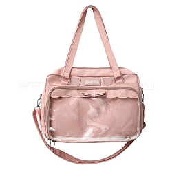 Нейлоновые сумки через плечо, прямоугольные женские сумки, с замком-молнией и прозрачными окнами из ПВХ, розовые, 26x36x8 см