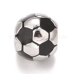Perles européennes en 304 acier inoxydable, Perles avec un grand trou   , football américain, couleur inoxydable, 9.5x8.5mm, Trou: 4.5mm