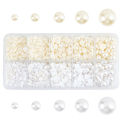 Chgcraft 100g 10 estilos ABS cabujones de perlas de imitación de plástico, semicírculo, color mezclado, 10g / estilo