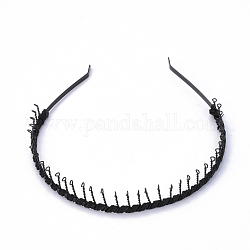 Accesorios de pelo y fornituras de la banda para el cabello de hierro, con poliester, negro, 123mm, 22.5mm