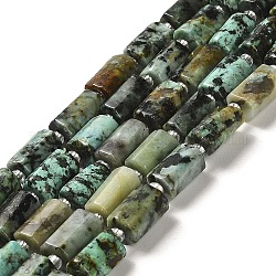 Fili di perle naturali di turchese africano (diaspro), con perline semi, sfaccettato, colonna, 8.5~11x5.5~6.5mm, Foro: 1 mm, circa 14~15pcs/filo, 7.48'' (19 cm)