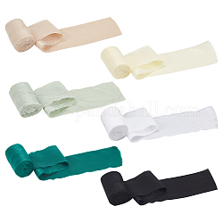 BENECREAT 6 Rolls 6 Colors Polyester Ribbons, Raw Edges, Mixed Color, 2 inch(50mm), about 3 yards/roll, 1 roll/color