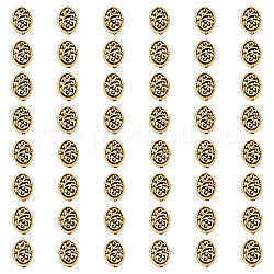 Dicosmétique 80 pièces perles d'espacement ovales creuses perles dorées antiques perles d'espacement tibétaines en filigrane perles d'espacement en vrac perles à petit trou perles européennes en alliage de 1.6mm pour la fabrication de bijoux