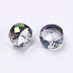 Abalorios de cristal austriaco de imitación, aaa grado, facetados, plano y redondo, colorido, 12x7.5mm, agujero: 0.9~1 mm