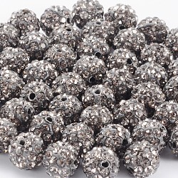 Perles de strass en argile polymère, Perles de boule pavé disco , Grade a, diamant noir, pp11 (1.7~1.8mm), 8mm, Trou: 1.5mm