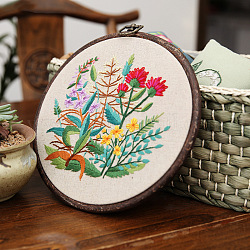 Diyの花柄リネン刺繍吊り飾りキット  生地を含む  スレッド  刺繍枠なし  サクランボ色  20mm