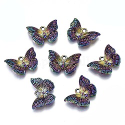 Pendente in lega,  cadmio& piombo libero, farfalla, colore arcobaleno, 13x18x3mm, Foro: 1.6 mm
