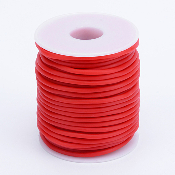 Tuyau creux corde en caoutchouc synthétique tubulaire pvc, enroulé aurond de plastique blanc bobine, rouge, 3mm, Trou: 1.5mm, environ 27.34 yards (25 m)/rouleau