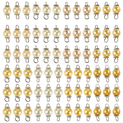 80 шт. 8-х цветные стеклянные перламутровые круглые подвески-соединители PALLOY-TA00262-1