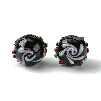 Ручной работы ухабистым Шарики Lampwork FOIL-B001-08-1