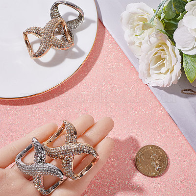 4 шт. 2-цветные пряжки-банты со стразами из сплава с угловыми узлами FIND-GF0005-32-1