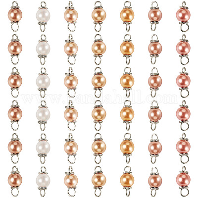 70 шт. 7-х цветные стеклянные перламутровые круглые подвески-соединители PALLOY-TA00264-1