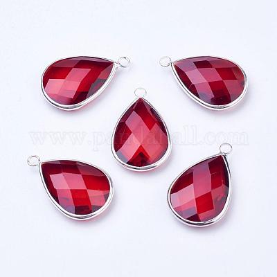 Серебряные плакированные медью стеклянные стеклянные подвески GLAA-M006-A-09S-1