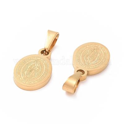 Ионное покрытие (ip) овал с Девой Марией и словом 304 нержавеющая сталь подвески STAS-I036-12-1