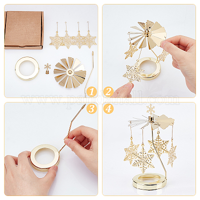 430 и 201 вращающийся подсвечник для чайной свечи из нержавеющей стали DJEW-WH0039-24G-1