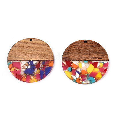 Подвески из прозрачной смолы и ореха RESI-TAC0017-75-A07-1