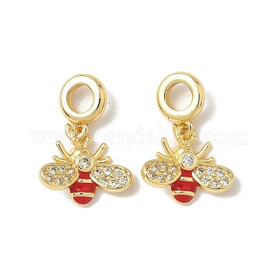 Латунные подвески-шармы в виде пчелы из прозрачного кубического циркония KK-K293-73G-1