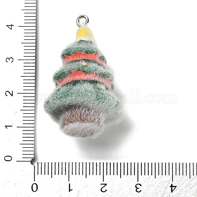 Рождественские подвески из непрозрачной смолы с эффектом флокирования RESI-C064-01B-1