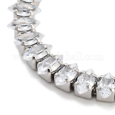 Браслеты из латуни с прозрачным фианитом и звеньями в виде конского глаза BJEW-YWC0002-03B-P-1