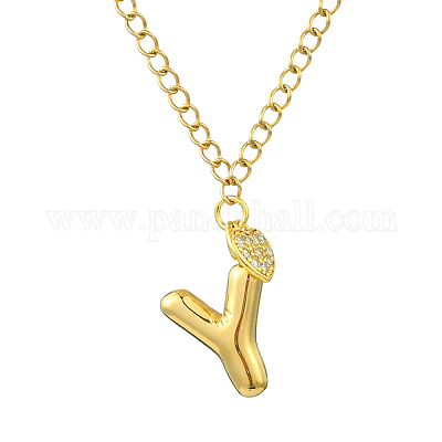 304 нержавеющая сталь прозрачный кубический цирконий сердце и буква подвеска панцирное ожерелье цепочка для женщин NJEW-FS00012-27Y-1