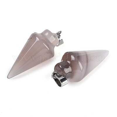 Подвески из натурального серого агата с драгоценными камнями G-K384-01P-10-1