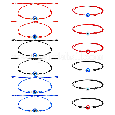 12шт. 9 стиля стеклянных браслетов с бусинами от сглаза BJEW-FI0001-24-1