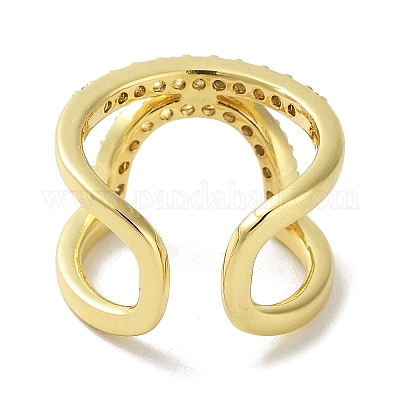 Кольца-манжеты из латуни с микропаве из кубического циркония RJEW-D025-10G-1