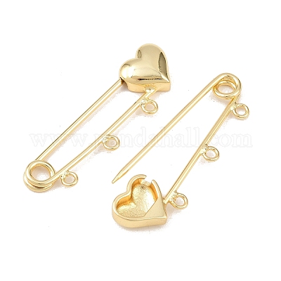 Латунная фурнитура для броши в форме сердца KK-Z132-01G-01-1