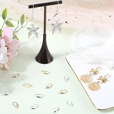 28 шт. 2-цветная стойка с покрытием из экологически чистой латуни для сережек-крючков KK-BBC0010-17-1