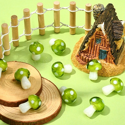 10шт грибные бусины лэмпворк ручной работы LAMP-YW0001-08A-1