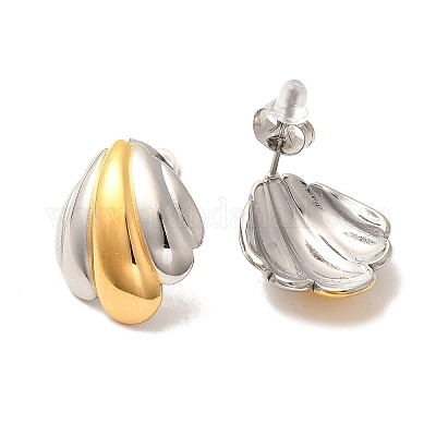 Двухцветные серьги-гвоздики из нержавеющей стали 304 EJEW-F355-04GP-02-1