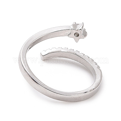 Открытое кольцо-манжета со звездой из прозрачного циркония RJEW-I094-13P-1