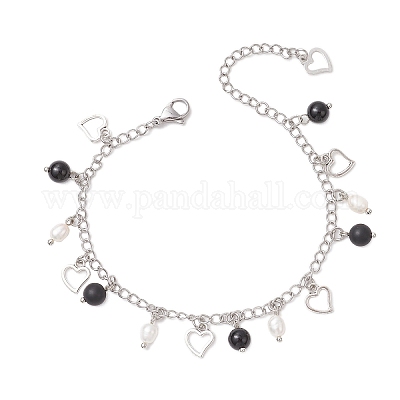 Браслеты-цепочки с подвесками из нержавеющей стали 304 для женщин BJEW-JB12037-1