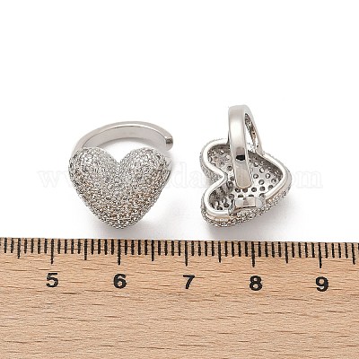 Латунные серьги-манжеты из прозрачного кубического циркония EJEW-Z111-03P-02-1