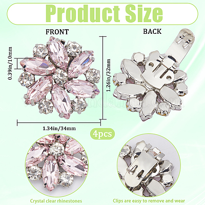 4 шт. съемные пряжки для обуви со стразами из латуни AJEW-GF0008-76-1