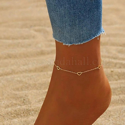 Браслеты на ногу из нержавеющей стали 304 в форме сердца для женщин FS-WG1020A-01-1