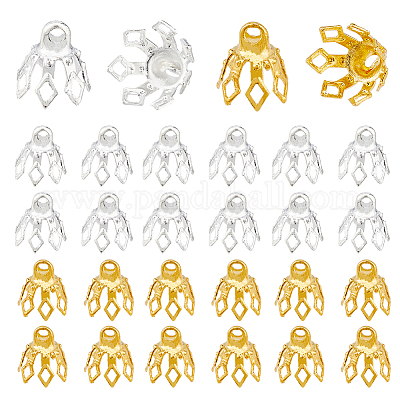 240 шт. 2-х цветные латунные колпачки для бусин KK-HY0003-05-1