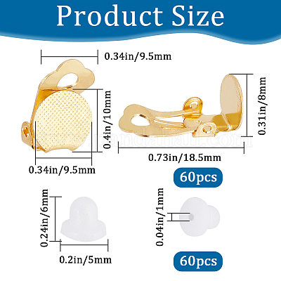 60 шт. латунные клипсы для сережек KK-SP0001-12G-1