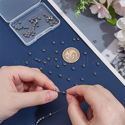 80 шт. круглые бусины из нержавеющей стали 304 с швом STAS-UN0063-62A-P-1