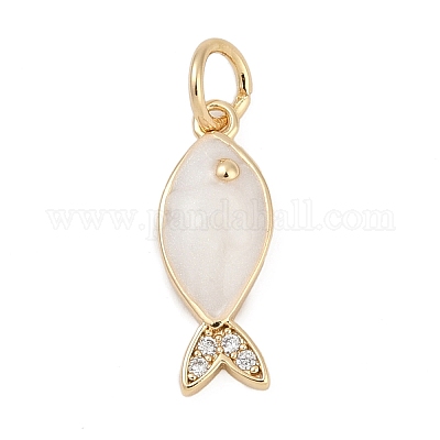 Подвески из латуни с микропаве из кубических цирконий и эмали KK-Q096-10G-1