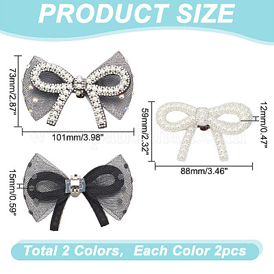 4 шт. 2 стиля бант полиэстер стразы украшения для обуви AJEW-HY0001-79-1