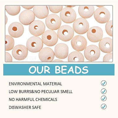 Круглые незаконченные деревянные бусы WOOD-PH0008-14-1